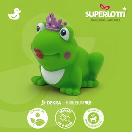 SUPERLOTTI Squeaky Duck Frog Princess, an original bath duck, quality brand for children