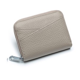 PORRASSO Leather Coin Purse Credit Card Holder with RFID Reading Protection Function Small Wallet Multifunctional Coin Purse for Men and Women, gray, Compact