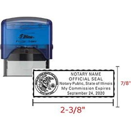 Shiny Blue Notary Stamp | Self Inking, Printer S-844, 2.3x0.81 Inch Prints | Illinois
