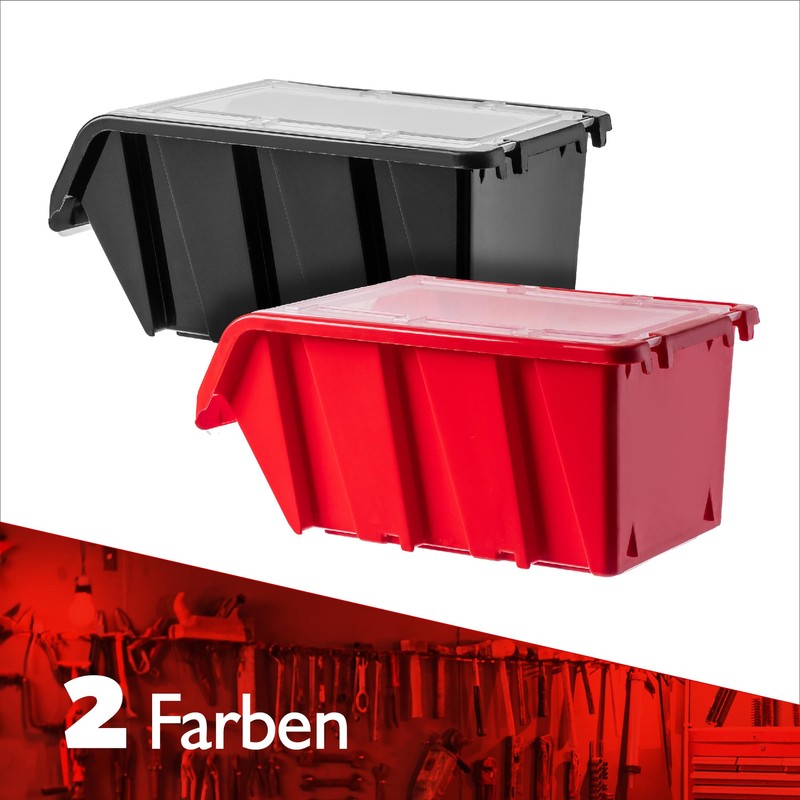 KADAX Stacking Box with Lid, Storage Box Made of PP