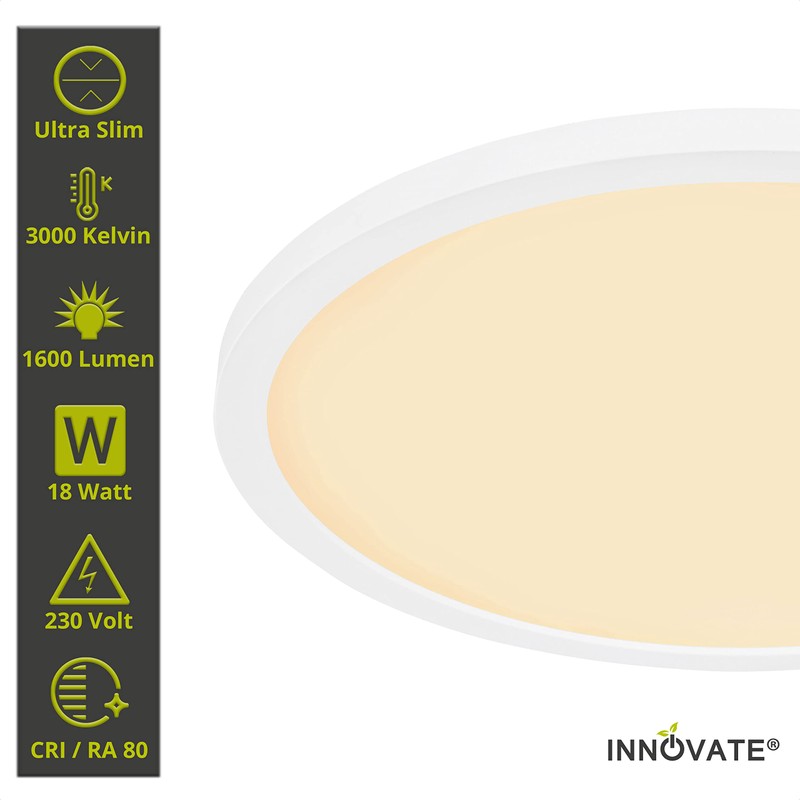 INNOVATE LED Ceiling Light Dimmable with Backlight - IP44 Dimmable