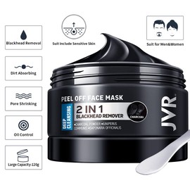 JVR Bamboo Charcoal Deep Cleaning Peel Off Mask, Black Mask, Blackhead Mask for Pore Cleaning, Removes Blackheads, Oil Control, 120 ml