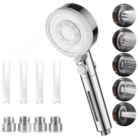 MIGABER Shower Head, Water Saving, Micro Nano Bubble, 80% Water Saving, 0.0001 inch (0.03 mm), Ultra Fine Water Output, 5 Different Modes, Chlorine Removal, Ultra Fine Water Flow, Skin Cure, Beautiful