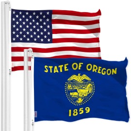 UD_G128 Combo Pack: American USA Flag 3x5 Ft & Oregon Double Sided Flag 3x5 Ft, Both Printed 150D Polyester, Indoor/Outdoor, Bra