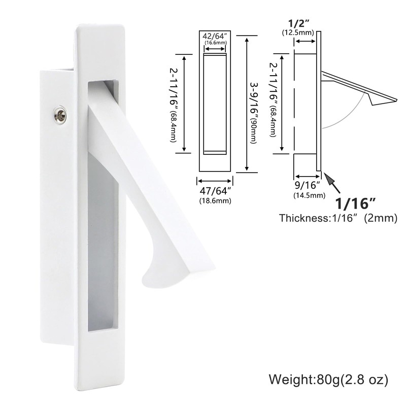 Dontay Pocket Door Pull Handle, Edge Pull, Professional Stainless Steel