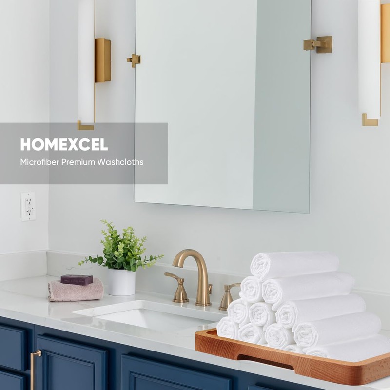 HOMEXCEL Microfiber Washcloths 12 Pack, Highly Absorbent and Soft Face