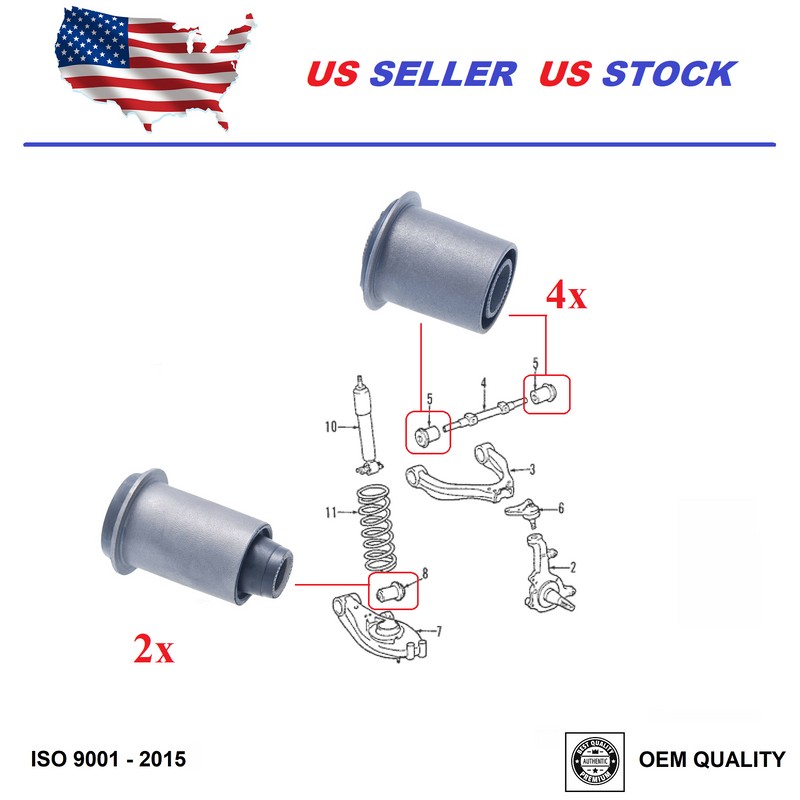 2MPLASTIC Control Arm Bushing Lower & Upper Front Set For