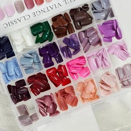 Short Square Press on Nails Glossy Full Copver Fake Nails Solid Color False Nails Pure Color Glue on Nails Reusable Artificial Acrylic Stick on Nails for Women Girls 12 Colors Manicure 576Pcs