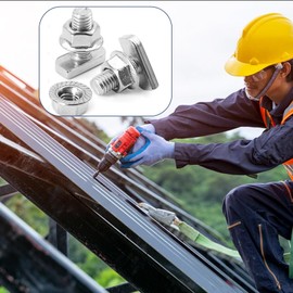 WEDAMOO T Slot Bolts, M8 x 20 Hammer Head Screws, Stainless Steel Hammer Head Screws, 16 Pcs T-Slot Track Bolts with 16 Pcs Hexagon Flange Nuts for Aluminum Profile, Photovoltaic Solar Panels