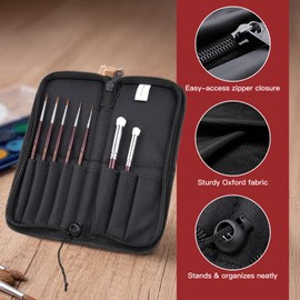 Kolinsky Sable Miniature Paint Brushes - Golden Maple 7pcs Detail Paint Brushes Drybrushes for Acrylic Watercolor, Small Fine Detail Paint Brush Set for Mini Paints