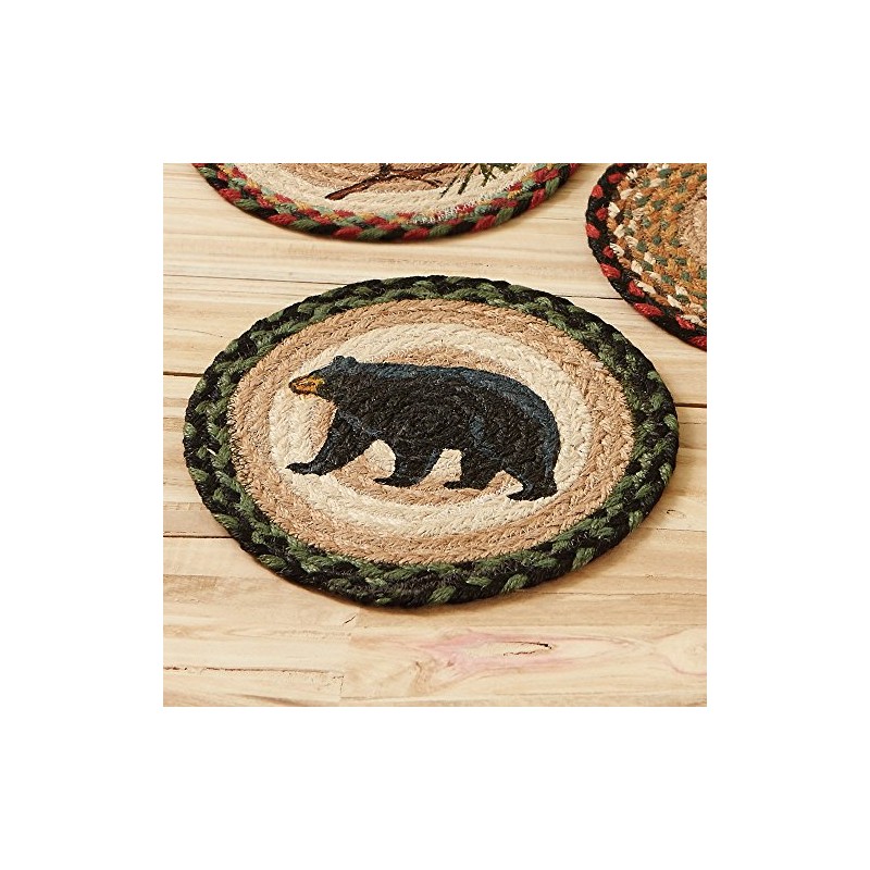 Black Bear Round Jute Trivet