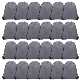 Grneric 24Pcs Drawstring Backpack Bulk Cinch Bag, Polyester Drawstring Bags for Gym Yoga Beach Camping Party(Grey)