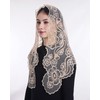 Bozidol Champagne Mantilla Triangular Embroidered Sacred Heart Camellia Veil for