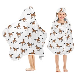 Selerdon Kids Beach Towel for Boys Girls, Horse Bath Towel Wrap, Baby Hooded Towels, Toddler Soft Pool Swim Towels
