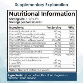 Methylated Advanced Multivitamin | High‑Absorption Active B‑Vitamins, 5‑MTHF Folate B9, Dual‑Form B12 | 120 Capsules, 2‑Month Supply
