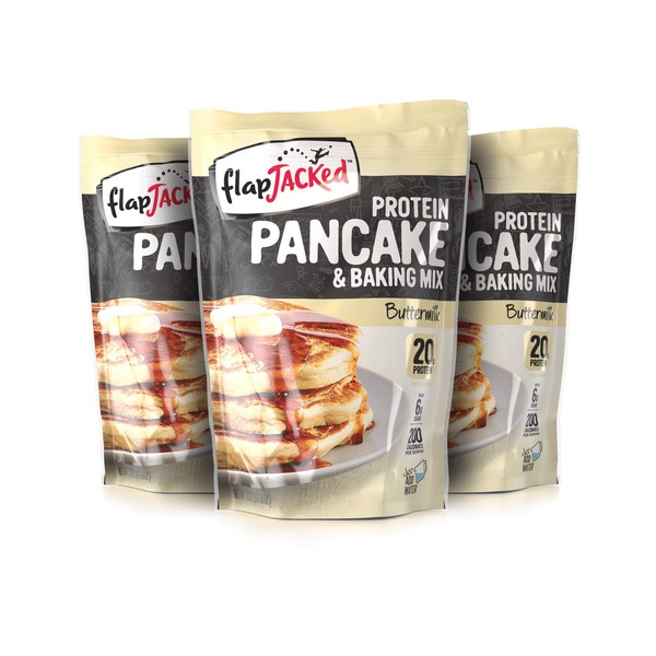 FlapJacked High Protein Pancake, Waffle & Baking Mix, Buttermilk | 12oz, 3 Pack | 20g Protein | Low Carb | High Fiber