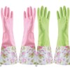 KINGFINGER Rubber Latex Cleaning Gloves, Dishwashing Gloves, Long Cuff and
