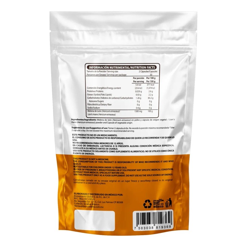 🦁🍄 Wellthy Lion’s Mane | 60 Cápsulas | Memoria, Enfoque