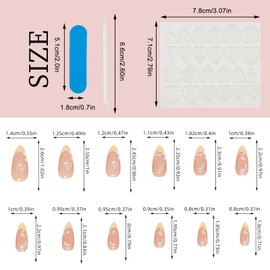 NICENEEDED 24 Pcs French Almond Press on Nails, Medium False Nails with Flower and Leaf Design, Oval Yellow Tip Fake Nails Glossy Full Cover Stick on Nails Artificial Glue on Nails for Women Nail Art