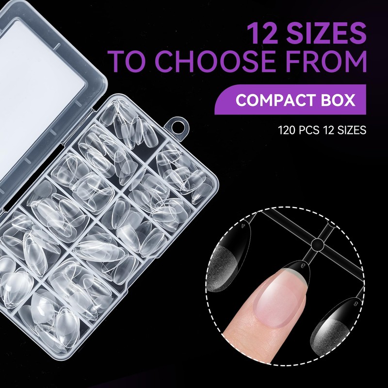 Gelike EC Extra-Short Almond Nail Tips, Full Coverage, XS Short