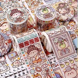 Alideco - Cinta adhesiva decorativa pequeña Mochi Washi, ideal para suministros de diarios de balas, artes, álbumes de recortes, manualidades, planificadores (minghua1)