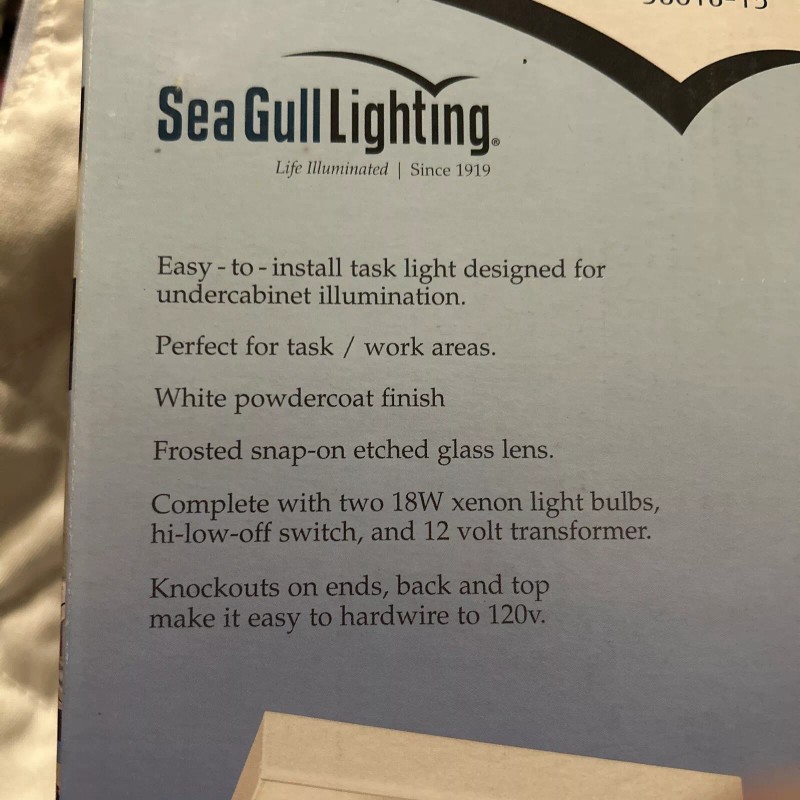 SEA GULL LIGHTING XENON 98018-15 UNDERCABINET 18W 12V