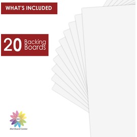Mat Board Center, 20 Pack 16x20 Backing Board - Full Sheet - for Art, Prints, Photos, Prints and More, White Backing