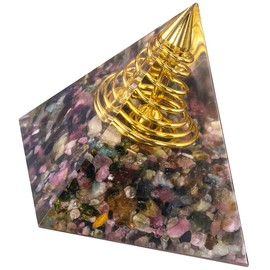 TUMBEELLUWA 2” Healing Crystal Stone Orgone Energy Pyramid Generator Healing Quartz Stone for Yoga Meditation Protection Home Office Decoration, Tourmaline