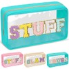 izuzta - Bolsa de maquillaje con parche de chenilla, con