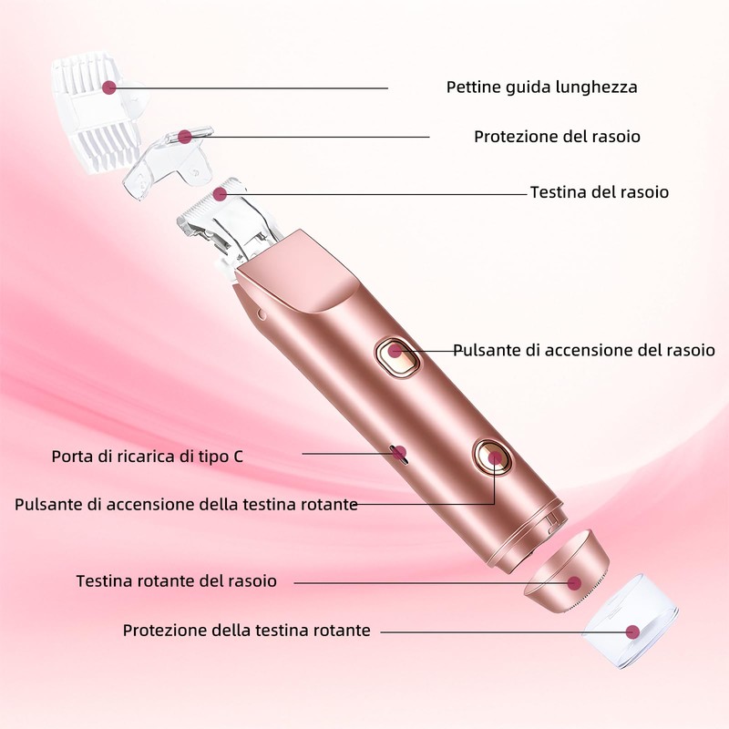 Carehabi 2 in 1 Rasoio Elettrico Donna & Bikini Trimmer