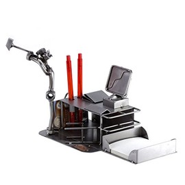 Steelman24 Pc-Crash Desk Organizer Office Tidy Sculpture Nuts and Bolts Handmade Ornaments Made in Germany Metal Figurine