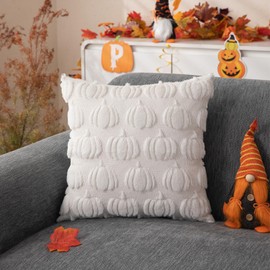 JXZYGMD Fall Pillow Covers 18x18 Set of 2 Fall Decorations Beige Pumpkin Throw Pillow Cases Soft Plush Throw Pillows for Sofa Bedroom Living Room Home Decor
