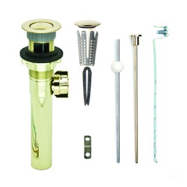 PF WaterWorks PF0736-PB-PB-WS PF WATERWORKS SinkSTRAIN Never Clog Hair Catcher Sink/Lavatory Pop-Up Drain, Matching Plated ABS Body with Overflow, Polished Brass