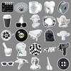 Black and White Sticker Set 50 Pieces Cute Decoration for