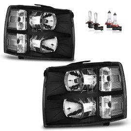 KarSpareHub Headlights Assembly with Bulbs for 2007-2013 Chevy Silverado 1500 for 2007-2014 Silverado 2500HD 3500 Headlamp Driver & Passenger Side