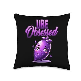 Ube Obsessed Addict Purple Yam Kawaii Pun Lover Cute Ube Throw Pillow