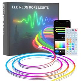 Luces de Cuerda de Neón Led RGBIC, Tira de Luz LED Cob De 16,4 Pies / 5M Tira de LED Impermeable IP67 CRI 90+ Para Dormitorio, Juegos, Fiestas, Decoración Al Aire Libre (RGB+IC, 5M)