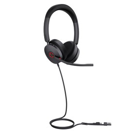 Yealink UH48 ANC Wired Headset with Microphone, Active Noise Cancelling USB Headphones for PC, MS Teams Certified Works with All Other Call Platforms, USB-A or USB-C Connectivity, Mute Button