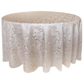 Tektrum Heavy Duty 90 inch Round Damask Jacquard Tablecloth Table Cover - Waterproof/Spill Proof/Stain Resistant/Wrinkle Free - Great for Banquet, Parties, Dinner, Restaurant, Wedding (Beige)