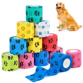 WuGU 12 Rollen Selbstklebender Verband, Haftbandage Selbstklebend, Cohesive Bandages Elastisch Pet Vet Wrap, Geeignet für Stretch Sportler, Handgelenk, Fingern, Pet (12 Farben 5 cm x 4,5 m)