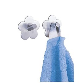 Wenko 4466030100 Wall hook Fiore Matt set of 2, selfadhesive, Metal Stainless steel, 5.8 x 2.8 x 5.8 cm, Matt
