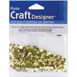 Darice Cupped Sequins Gold 5mm