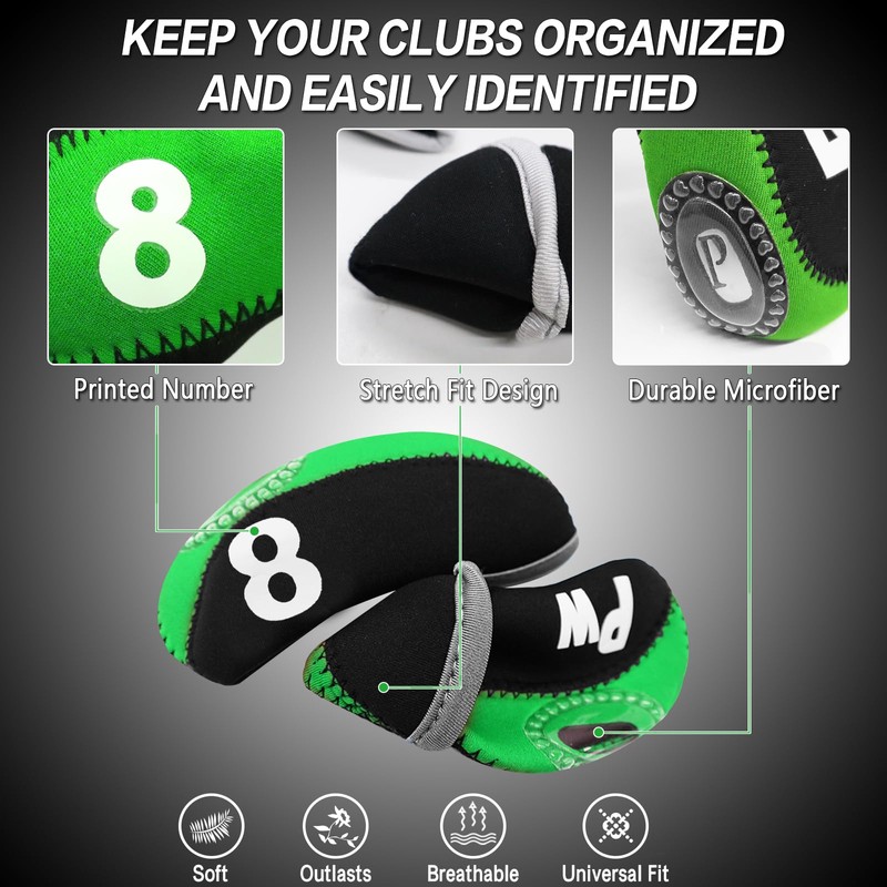 Golf Club Covers Set for Irons Neoprene Iron Head Cover
