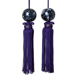 Wind Chen Marble Round Ball Wall Scroll Ornament, Natural Stone (Tassel : Purple) Choose from Tassels