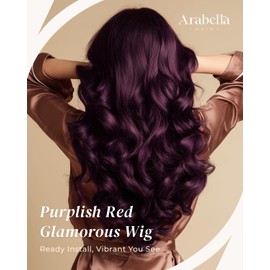 Arabella 6x5 Purplish 99J Burgundy Ready to Go Glueless Wig Glueless Wigs Human Hair Pre Plucked Pre Cut Loose Body Wave Lace Front Wigs Human Hair Bye Bye Knots (20inch, 6X5 Purplish Red Wig)