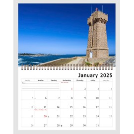 2025 Spiral-bound Wall Calendar (Lighthouse) - 12 Months Desktop/Wall Calendar/Planner