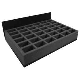 Navara Figure Case Tray Set to carry 72 troops on 25-32mm bases, and 36 standing cavalry on 50x25mm bases. 72 compartments 25mm deep, each 52mm x 35mm, plus 36 compartments 55mm deep, each 52mm x 35mm