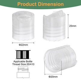 Uxcell 30pcs PP Plastic Disc Top Caps, 20/410 Replacement Press Caps, Durable Dispensing Lids for Squeeze Bottles, Refillable Bottles, Clear