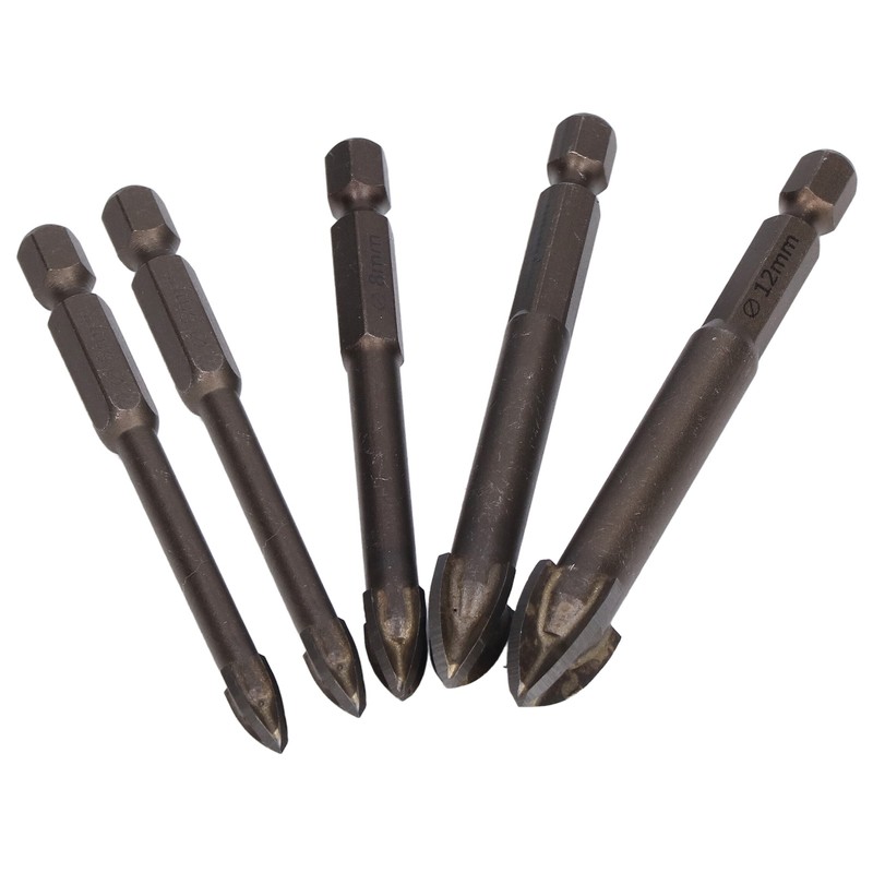 5Pcs Cross Tile Drill Bit Carbide Hex Shank Drills Bits