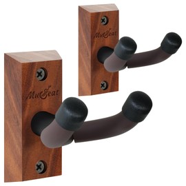 Musbeat Ukulele Wall Mount Set of 2, Black Walnut Wood 45° V Shaped Ukulele Hanger, Ukulele Holder Suspension for Banjo, Mandolin, Ukelele (Concert, Pineapple, Soprano, Tenor & Baritone)